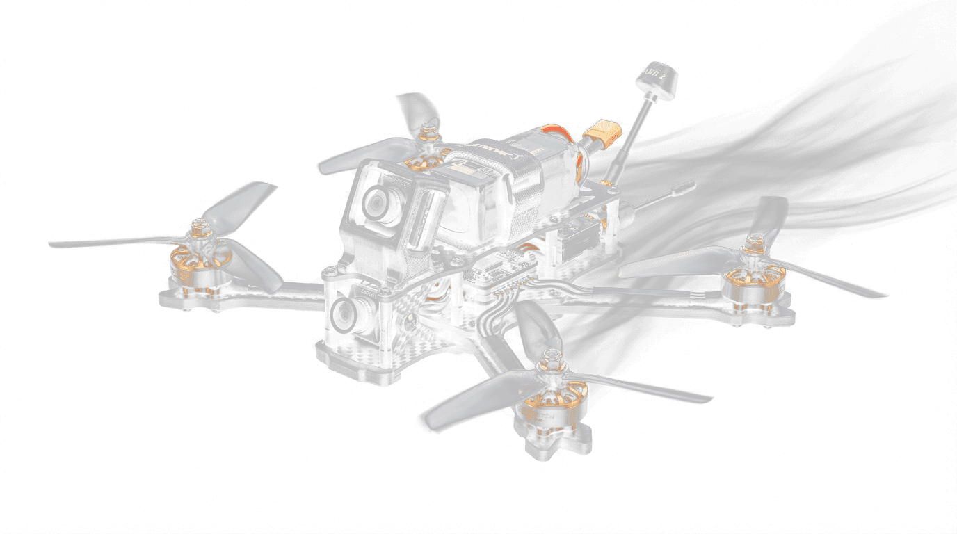 5-inch FPV freestyle quadcopter drone in flight